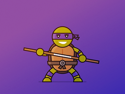 Heroes in a Half Shell 90s bo staff cartoon character donatello illustration minimal ninja ninja turtles tmnt vector