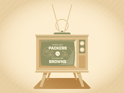 Packers vs Browns fanart football halftone illustration nfl packers retro tv vector vintage