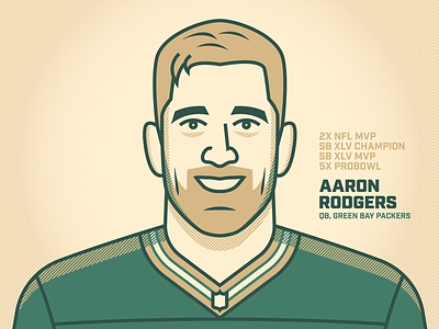 Aaron Rodgers fanart football green bay halftones illo illustration nfl packers portrait sports vector