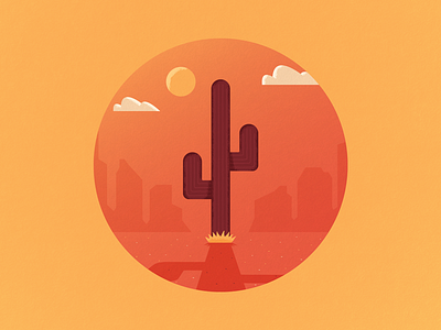 Heat Wave cactus desert hot illustration orange red shadow texture vector yellow