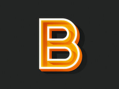 B 36daysoftype 3d b block design illustration letter monogram orange type vector yellow