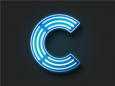 C 36daysoftype blue c design illustration letter light monogram neon sign type vector