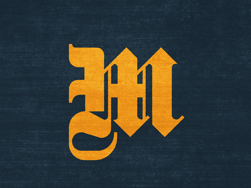 M is for Milwaukee blackletter gothic letter lettering logo m mark milwaukee monogram type typography vector