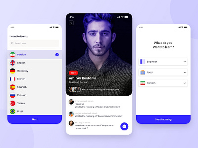 Language Learning App app application daily design kids language learn learning minimal minimalist mobile persian read school simple design ui ux