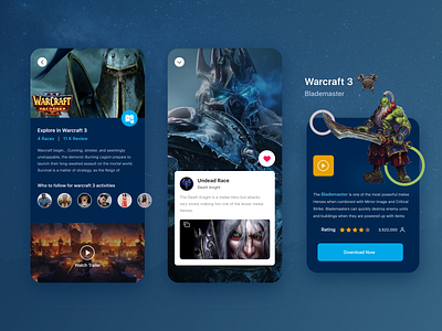 Blizzard game (Warcraft 3) app app design application blizzard design details game game design minimal mobile mobile design mobile ui online game play ui ux warcraft