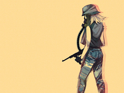 Soldier Gurl art gasmask girls guns illustration soldier