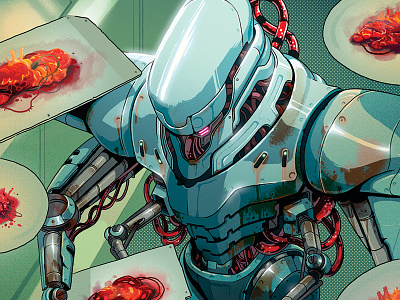 Flesh + Steel art cyberpunk illustration robot scifi