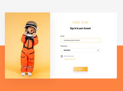 Login Page dailyui design form graphicdesign login login design login form login page login screen mockup mockups orange color sign in sign in ui ui ui design ui ux ui ux design uidesign userinterface