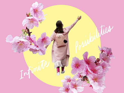 Infinite Possibilities calligraphy collage digital collage hanami sakura tokyo japan typography