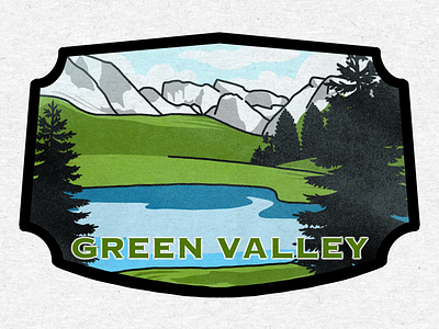 Green Valley artwork badge greenvalley handdrawn illustration landscape valley