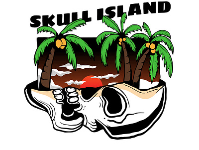 Skull Island art artwork badge branding design drawing freelance design handdrawn illustration island skull skull art