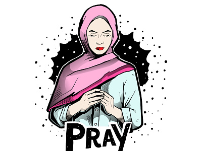 Pray Woman apparel art artwork design drawing freelance design handdrawn illustration illustrator tshirt