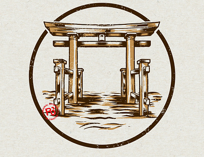 torii gate of japan apparel artwork design drawing freelance design handdrawn illustration illustrator japan japanese art torii tshirt