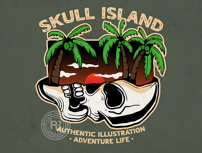 Skull Island art artwork brand branding design designforsale drawing handdrawn illustration illustrator island islandskull logo skull tshirt