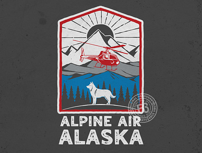 Alpine Air Alaska alaska art artwork design dog drawing handdrawn helicopter illustration illustrator logo mountain retro vintagedrawing