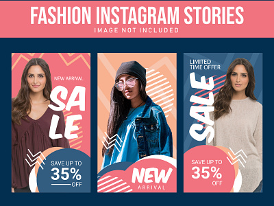 Fashion Instagram Stories branding clothing design discount facebook fashion girl instagram landing marketing media modern sale shop social stories template templates