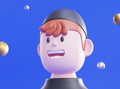 Happiness 3d blender blue character clay clayrender cycles design gold head render solid