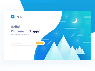 Trippy Welcome Page concept design exploration illustration light onepage trip trippy trips ui web webdesign website welcome