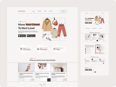 Personalized Fashion Assistant Landing page app app design closet clothes design fashion landing page outfit ui ux