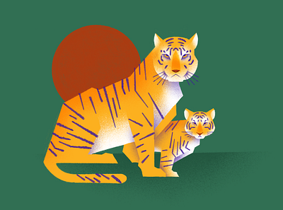 Mom cub illustration mom mother tiger tigress