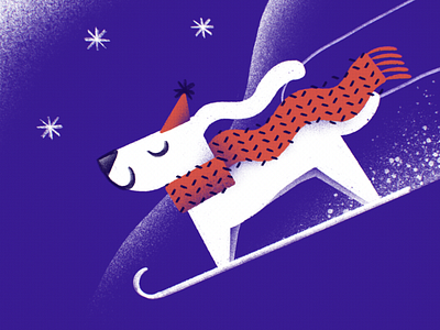 Christmas dog № 3: Sliding into the holidays 🐶❄️ christmas dog hund illustration ski snow winter