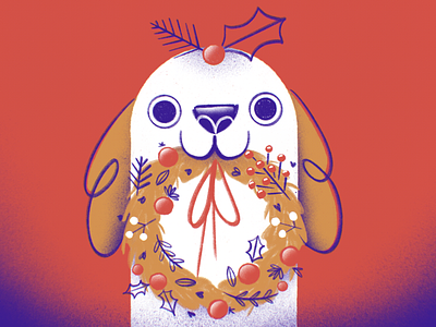 Christmas dog № 4: This was by the door, I think is for you 🐶🎁 christmas decoration dog hund illustration wreath