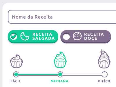 "Send your recipe" cupcake food icon interface recipe ui
