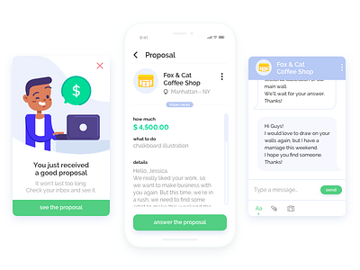 Proposal Interface freelance illustration interface ui