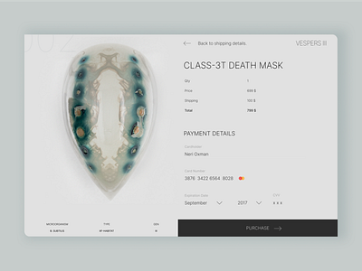 Daily UI :: 002  Death Mask Credit Card Checkout