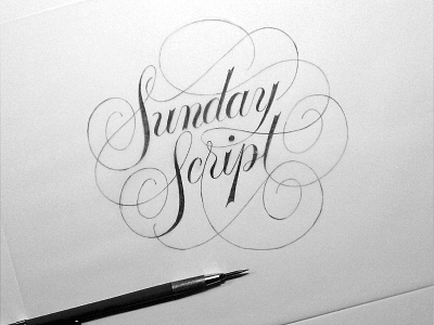 Sunday Script 1 calligraphy drawing flourish handlettering pencil script sketch spencerian
