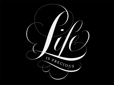 Life Is Precious contrast flourish lettering script swash