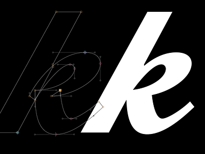 Drawing a 'k' bezier design font script type typography vector
