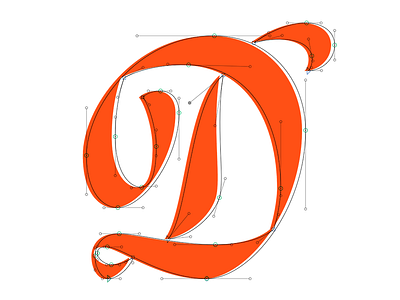Script 'D' bezier design lettering script type typography vector