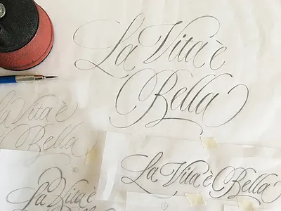 La vita è bella sketches drawing flourish lettering script sketch swash type