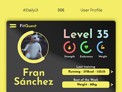 👤 User Profile - #DailyUI 006 challenge dailyui design design system exercise gamification graphic design gym portfolio ui user profile