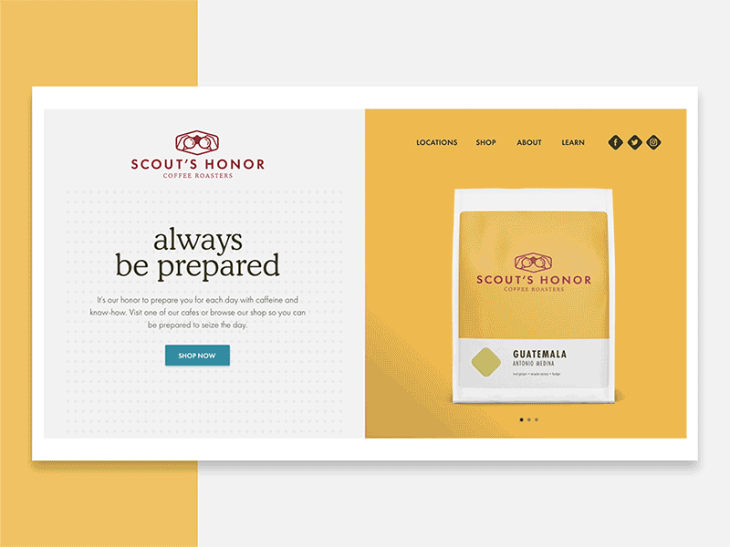 Daily UI 003 - Landing Page 003 adobe xd auto animate coffee daily ui dailyui design landing page minimal moonrise kingdom product simple wes anderson