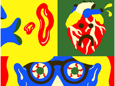 Slices of life art artwork colour design digital art digital design drawing eyes face glasses graphic design heart illustration illustration art illustrator life mouth portrait sad smoke