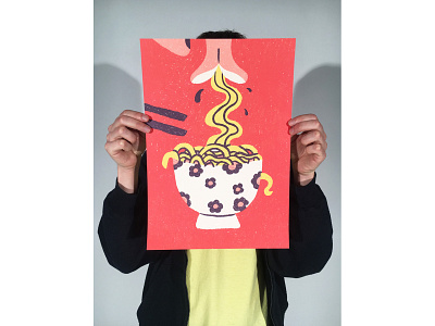 Slurrrp! Poster art artwork colour design digital art digital design food graphic graphic design illustration illustration art mouth noodle noodles poster poster art print prints