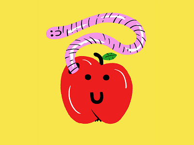 Happy apple animal apple art artwork colour design digital art digital design drawing food fruit graphic graphic design happy illustration illustration art smile worm