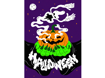 Halloween art artwork colour design digital art digital design drawing ghost graphic graphic design halloween holiday illustration illustration art illustrator moon pumpkin scary spooky stars