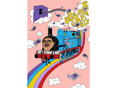 Loket art artwork clouds colour design digital art digital design drawing graphic design graphics illustration illustration art illustrator portrait poster art rainbow sky smoke train typography