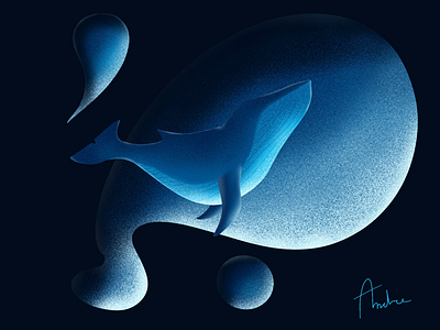 Whale whale blue dark blue fin fish illustration mammal ocean procreate sea swim texture whale