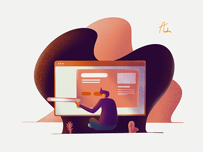 CMS cms content design layout orange person plants purple website