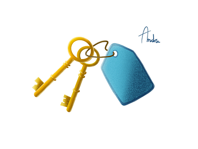 Pair of keys blue gold key keys tag yellow