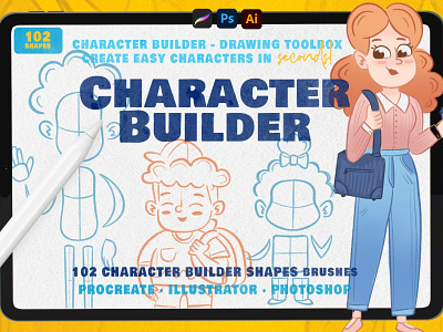Character Builder - Drawing Toolkit brushes character character design drawing illustration procreate sketching stamp brushes