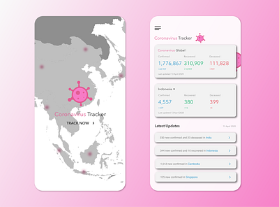 Coronavirus Tracker App - Light Mode app design flat illustration illustrator ui ux web website