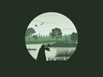 Old witch crow illustration landscape vector witch