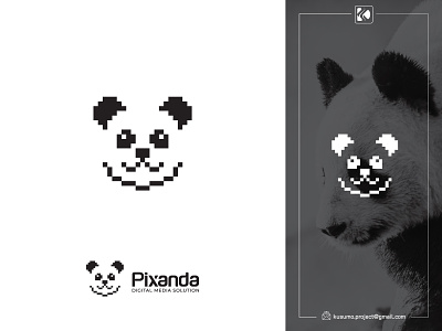 Pixel panda logo design brand identity branding digital logo logo design media logo panda panda logo pixel pixel panda