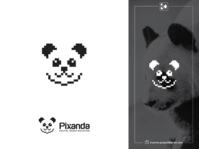 Pixel panda logo design