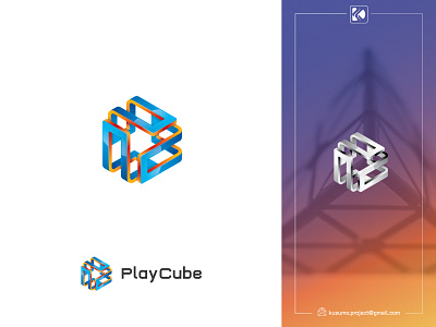 Play Cube Logo Design 3d brand identity branding colorful cube cube logo logo logo design media modern play play cube play logo